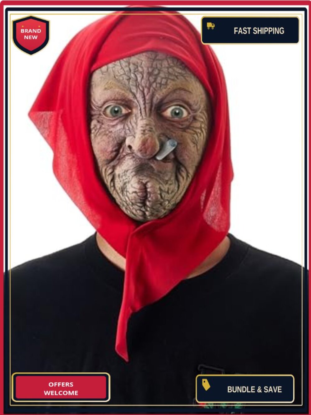 Realistic Scary Granny Latex Head Mask for Halloween Cosplay Party